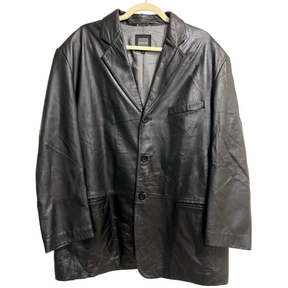 Massimo Moda Collezioni Genuine Leather Jacket Black Mens Size 44 - Picture 1 of 8